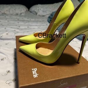 Christian Louboutin Neon Yellow Patent Stiletto Pumps